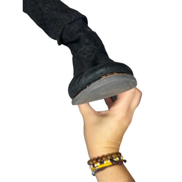 Toms Serra perforated slouch boot in black suede HIGH ANKLE PULL ON Posh Sho - Picture 5 of 11